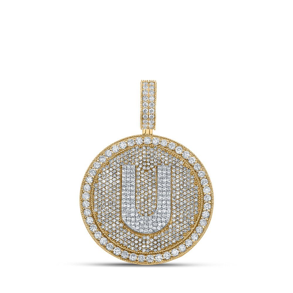Men's Diamond U Initial Letter Charm Pendant in Two - tone Gold - 3 - 3/4 Cttw - Splendid Jewellery
