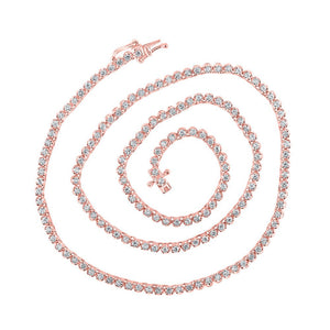 Men's Necklaces | 10kt Rose Gold Mens Round Diamond 16-inch Tennis Chain Necklace 2-7/8 Cttw | Splendid Jewellery GND