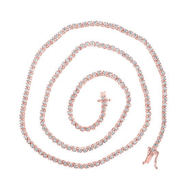 Splendid Jewellery 10kt Rose Gold Men's Round Diamond Tennis Chain Necklace - 3.25 Ct.t.w. - Alternate view 1 from Splendid Jewellery