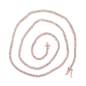 Men's Necklaces | 10kt Rose Gold Mens Round Diamond 18-inch Single Row Tennis Chain Necklace 3-1/4 Cttw | Splendid Jewellery GND