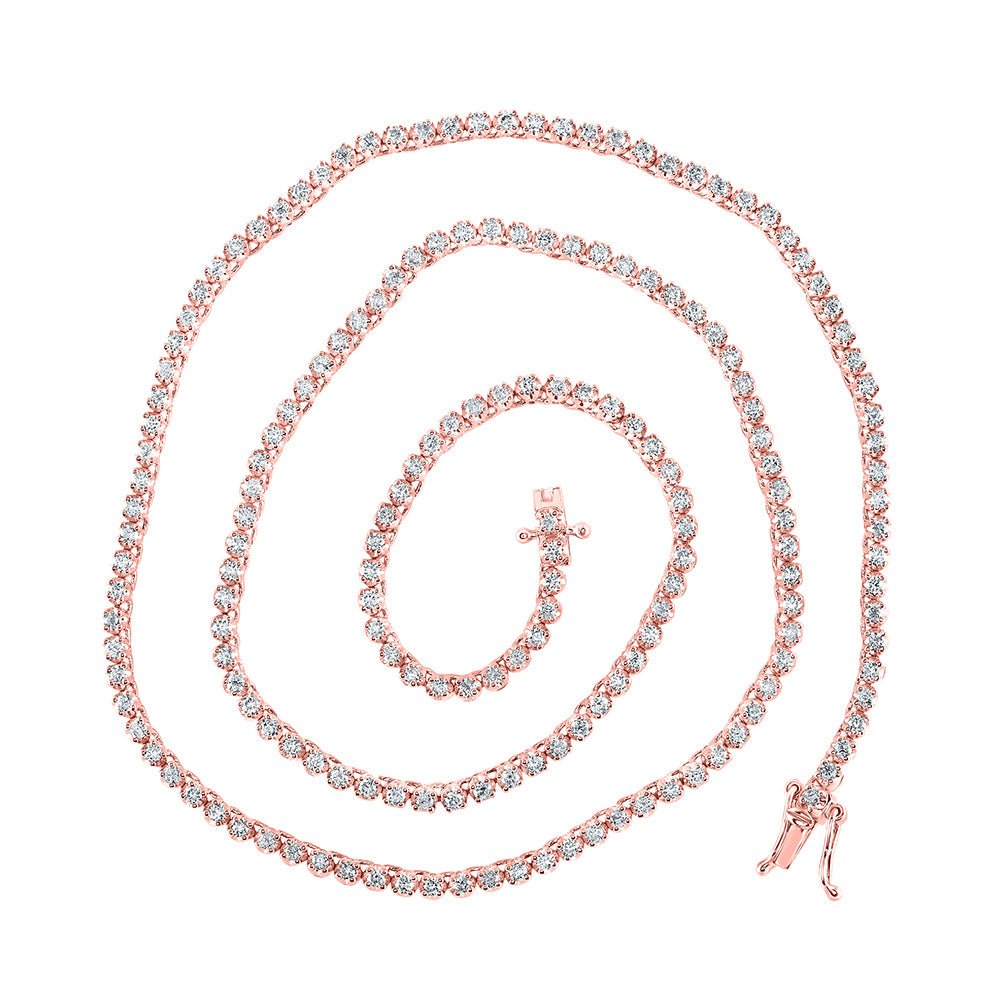 Men's Necklaces | 10kt Rose Gold Mens Round Diamond 18-inch Single Row Tennis Chain Necklace 3-1/4 Cttw | Splendid Jewellery GND