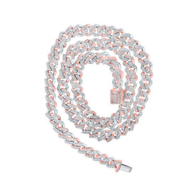 10kt Two-tone Gold Men's Round Diamond Cuban Link Chain Necklace - 7.5 Ct.t.w. - Alternate view 1 from Splendid Jewellery