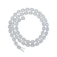 Load image into Gallery viewer, Splendid Jewellery 10kt White Gold Baguette and Round Diamond Link Chain Necklace - 12 Cttw - Alternate view 1 from Splendid Jewellery