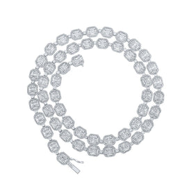 Splendid Jewellery 10kt White Gold Baguette and Round Diamond Link Chain Necklace - 12 Cttw - Alternate view 1 from Splendid Jewellery