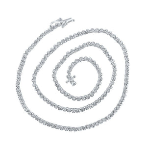 Men's Necklaces | 10kt White Gold Mens Round Diamond 16-inch Tennis Chain Necklace 2-7/8 Cttw | Splendid Jewellery GND