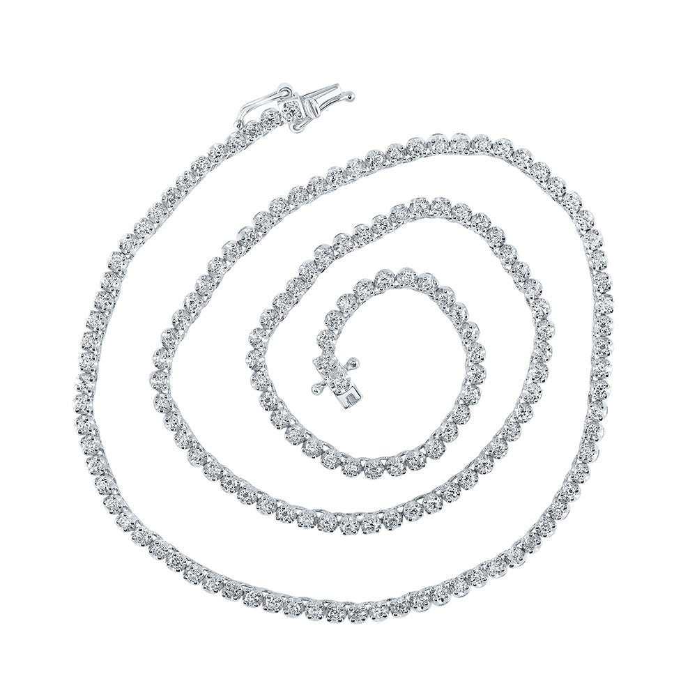 Men's Necklaces | 10kt White Gold Mens Round Diamond 16-inch Tennis Chain Necklace 2-7/8 Cttw | Splendid Jewellery GND