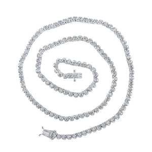 Men's Necklaces | 10kt White Gold Mens Round Diamond 16-inch Tennis Chain Necklace 4-3/8 Cttw | Splendid Jewellery GND