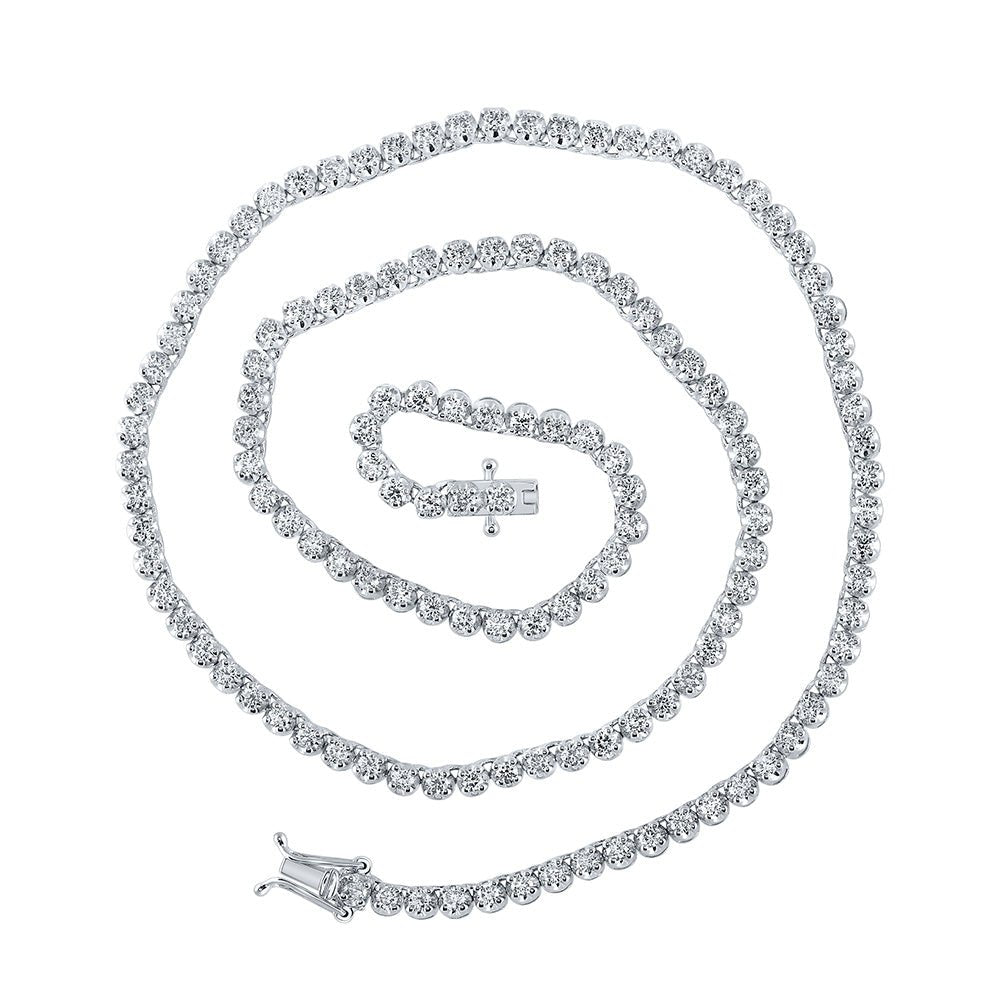 Men's Necklaces | 10kt White Gold Mens Round Diamond 16-inch Tennis Chain Necklace 4-3/8 Cttw | Splendid Jewellery GND