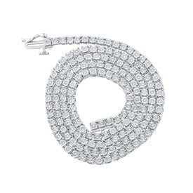 10kt White Gold Men's Round Diamond Link Chain Necklace - 1 Cttw - Alternate view 1 from Splendid Jewellery