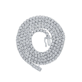 Splendid Jewellery 10kt White Gold Round Diamond Link Chain Necklace - 3-3/4 Cttw for Men - Alternate view 1 from Splendid Jewellery