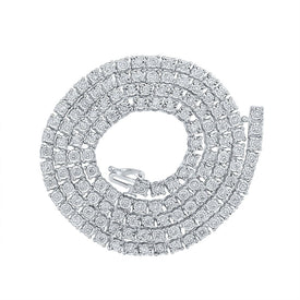 Splendid Jewellery 10kt White Gold Mens Round Diamond Link Chain Necklace - 4-3/8 Cttw - Alternate view 1 from Splendid Jewellery
