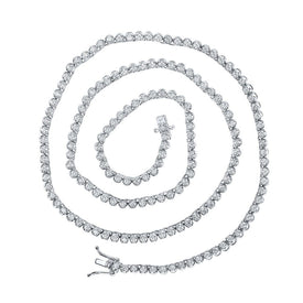 Dazzling 10kt White Gold Men's 5 Ct.t.w. Round Diamond Tennis Chain Necklace - Alternate view 1 from Splendid Jewellery