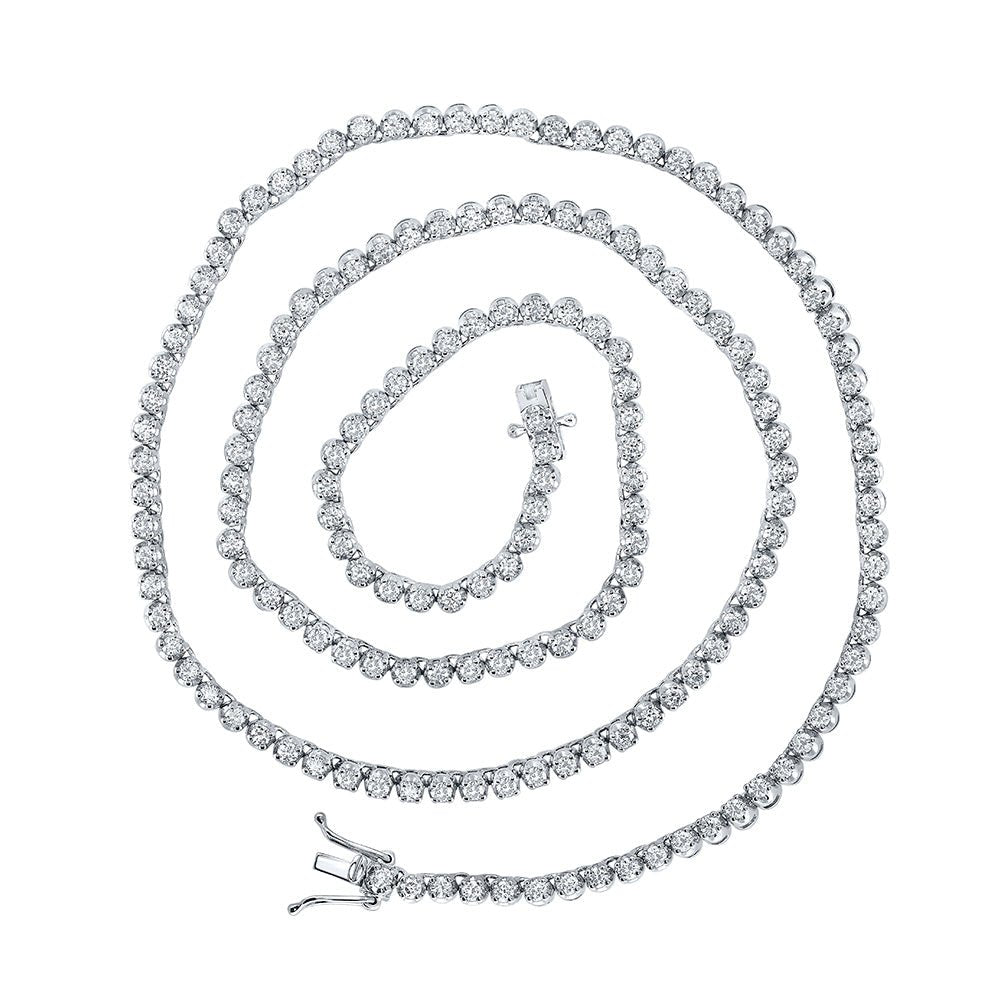 Men's Necklaces | 10kt White Gold Mens Round Diamond 20-inch Tennis Chain Necklace 5 Cttw | Splendid Jewellery GND