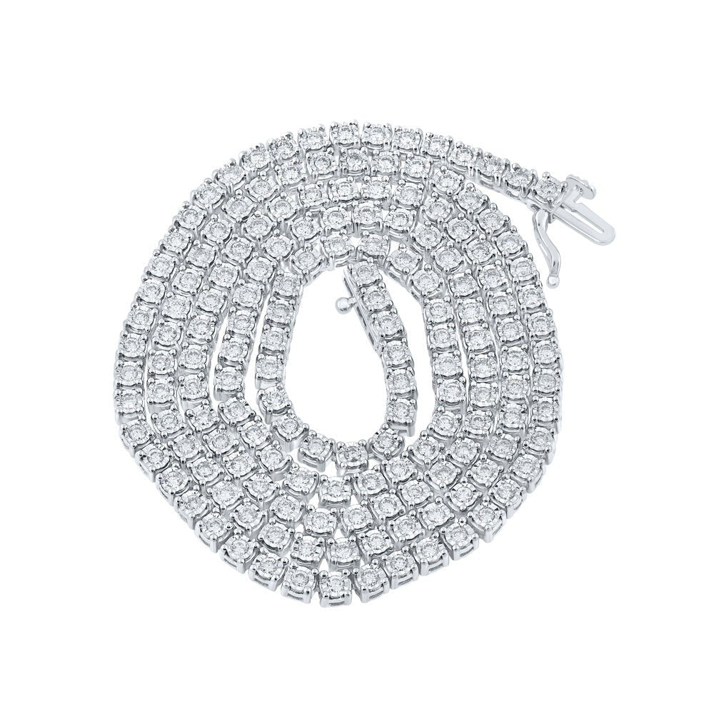 Men's Necklaces | 10kt White Gold Mens Round Diamond 22-inch Link Chain Necklace 4-1/5 Cttw | Splendid Jewellery GND