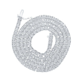 Exquisite 10kt White Gold Round Diamond Link Chain Necklace for Men - 4-3/4 Cttw - Alternate view 1 from Splendid Jewellery