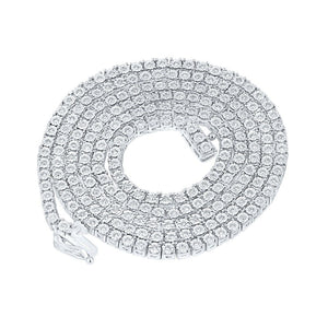 Men's Necklaces | 10kt White Gold Mens Round Diamond 24-inch Chain Necklace 1-1/2 Cttw | Splendid Jewellery GND