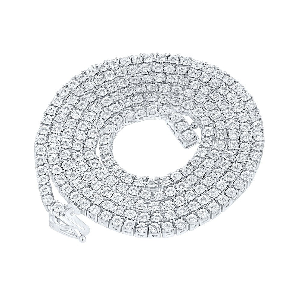 Men's Necklaces | 10kt White Gold Mens Round Diamond 24-inch Chain Necklace 1-1/2 Cttw | Splendid Jewellery GND