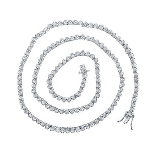 Men's Necklaces | 10kt White Gold Mens Round Diamond Tennis Chain Necklace 4-5/8 Cttw | Splendid Jewellery GND