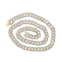 Load image into Gallery viewer, 10kt Yellow Gold Men's Round Diamond 18-inch Cuban Link Chain Necklace - A Dazzling Statement Piece by Splendid Jewellery Top view from the 10Kt Yellow Gold Mens Round Diamond 18 Inch Cuban Link Chain Necklace 3 1 2 Cttwpin214166 collection by Splendid Jewellery
