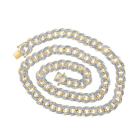 10kt Yellow Gold Men's Round Diamond 18-inch Cuban Link Chain Necklace - A Dazzling Statement Piece by Splendid Jewellery Top view from the 10Kt Yellow Gold Mens Round Diamond 18 Inch Cuban Link Chain Necklace 3 1 2 Cttwpin214166 collection by Splendid Jewellery