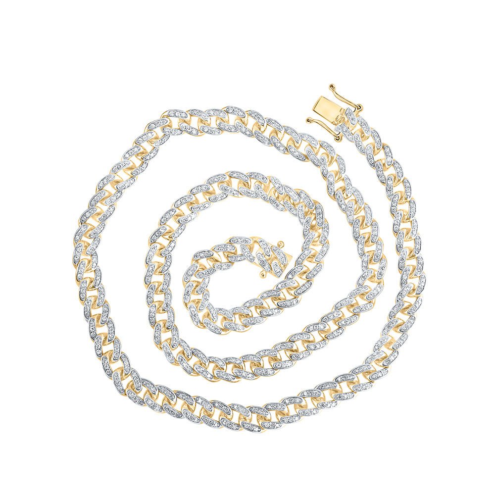 Men's Necklaces | 10kt Yellow Gold Mens Round Diamond 18-inch Cuban Link Chain Necklace 3-1/3 Cttw | Splendid Jewellery GND