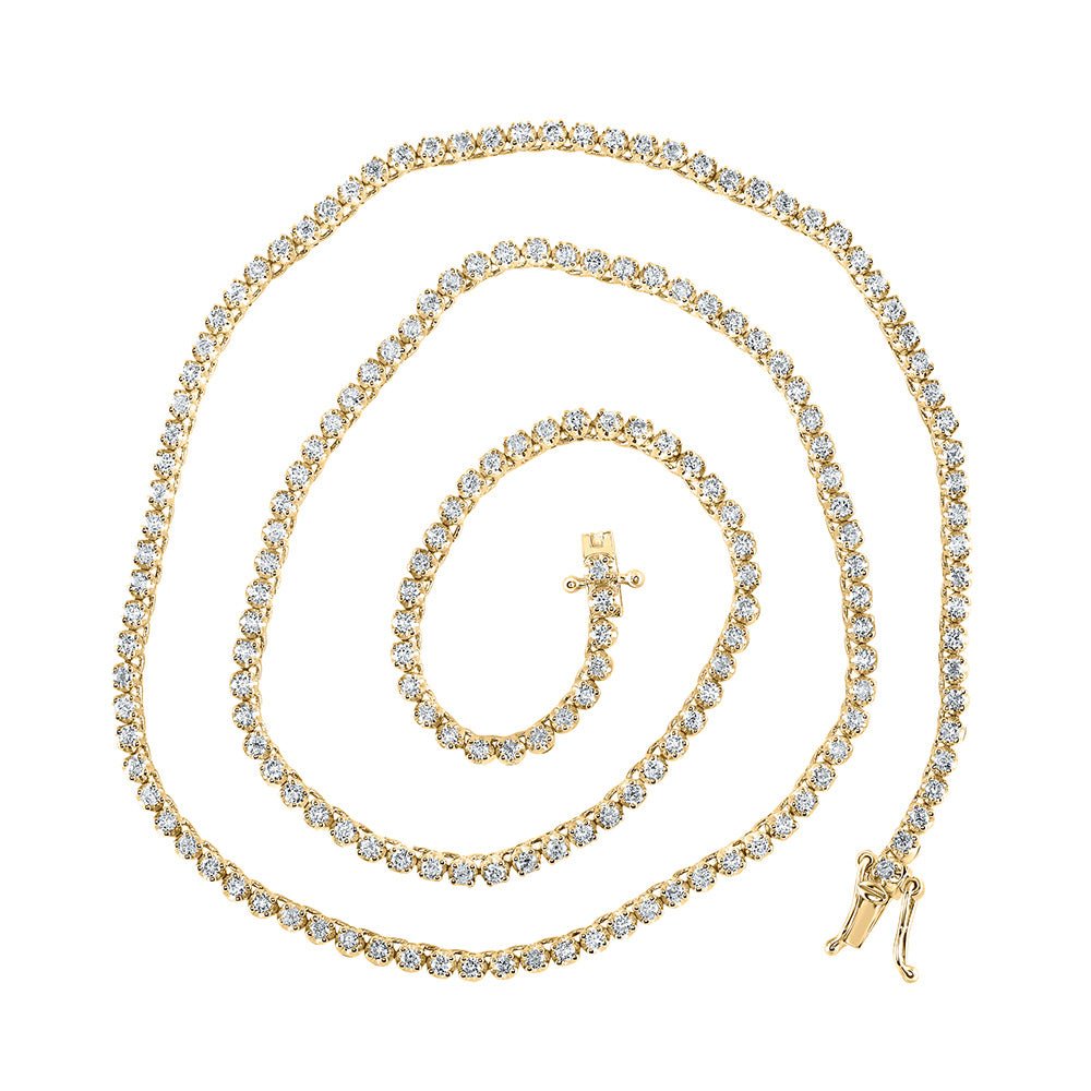 Men's Necklaces | 10kt Yellow Gold Mens Round Diamond 18-inch Tennis Chain Necklace 3-1/4 Cttw | Splendid Jewellery GND