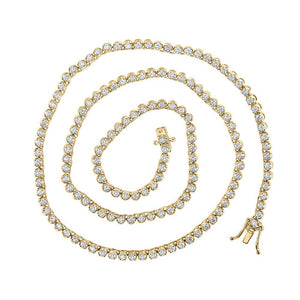 Men's Necklaces | 10kt Yellow Gold Mens Round Diamond 18-inch Tennis Chain Necklace 4-5/8 Cttw | Splendid Jewellery GND