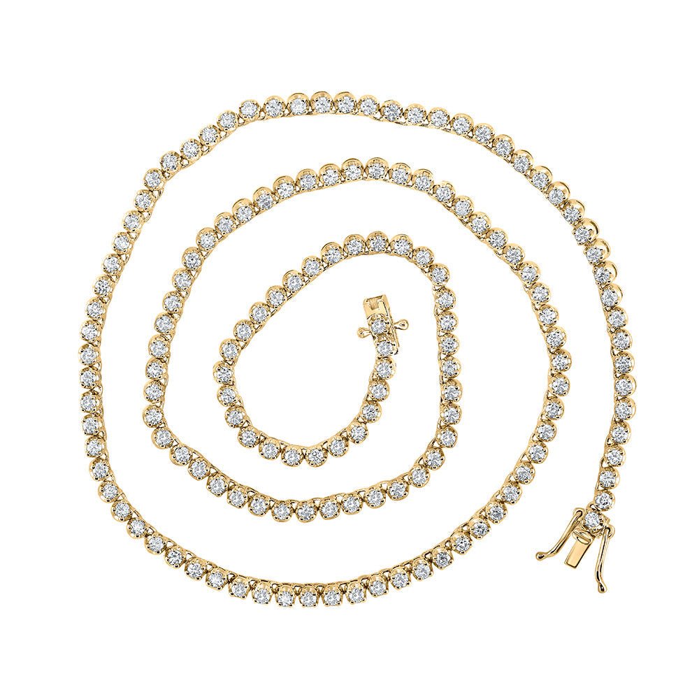 Men's Necklaces | 10kt Yellow Gold Mens Round Diamond 18-inch Tennis Chain Necklace 4-5/8 Cttw | Splendid Jewellery GND