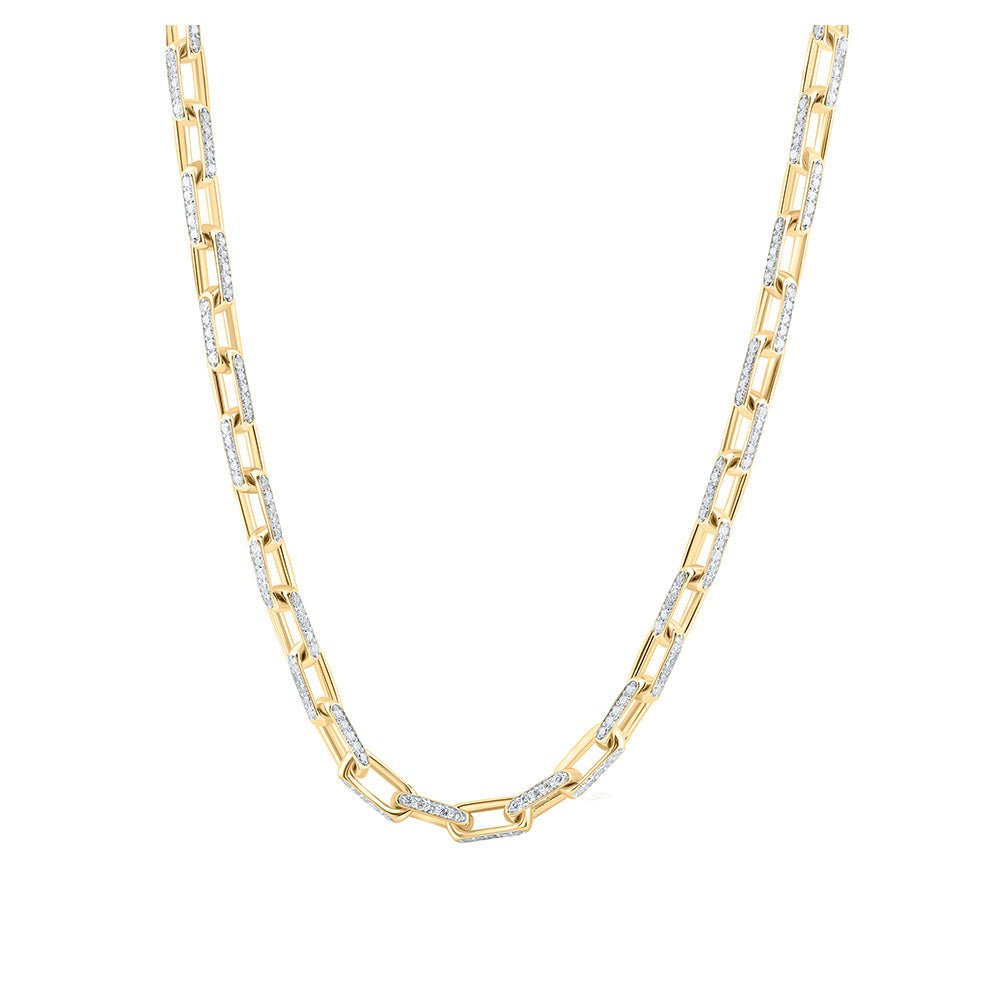 Men's Necklaces | 10kt Yellow Gold Mens Round Diamond 20-inch Anchor Link Chain Necklace 11-1/2 Cttw | Splendid Jewellery GND