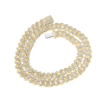 Load image into Gallery viewer, 10kt Yellow Gold Men's Round Diamond 20-inch Cuban Link Chain Necklace - A Dazzling Statement Piece by Splendid Jewellery Top view from the 10Kt Yellow Gold Mens Round Diamond 20 Inch Cuban Link Chain Necklace 11 3 8 Cttwpin217484 collection by Splendid Jewellery