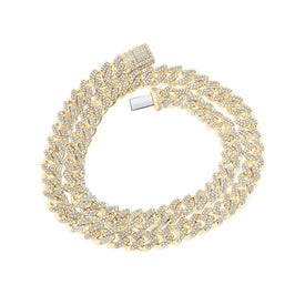 10kt Yellow Gold Men's Round Diamond 20-inch Cuban Link Chain Necklace - A Dazzling Statement Piece by Splendid Jewellery Top view from the 10Kt Yellow Gold Mens Round Diamond 20 Inch Cuban Link Chain Necklace 11 3 8 Cttwpin217484 collection by Splendid Jewellery