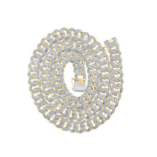 Load image into Gallery viewer, 10kt Yellow Gold Men&#39;s 20-inch Cuban Link Chain Necklace with 5 Cttw Round Diamond - A Dazzling Statement Piece by Splendid Jewellery Top view from the 10Kt Yellow Gold Mens Round Diamond 20 Inch Cuban Link Chain Necklace 5 Cttwpin286502 collection by Splendid Jewellery