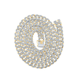 10kt Yellow Gold Men's 20-inch Cuban Link Chain Necklace with 5 Cttw Round Diamond - A Dazzling Statement Piece by Splendid Jewellery Top view from the 10Kt Yellow Gold Mens Round Diamond 20 Inch Cuban Link Chain Necklace 5 Cttwpin286502 collection by Splendid Jewellery