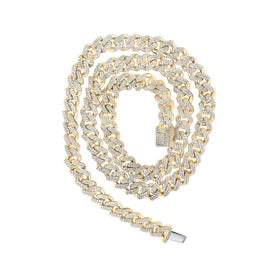10kt Yellow Gold Men's Diamond Cuban Link Chain Necklace - 7-1/2 Ct.t.w. Top view from the 10Kt Yellow Gold Mens Round Diamond Cuban Link Chain Necklace 9 3 4 Cttwpin217930 collection by Splendid Jewellery