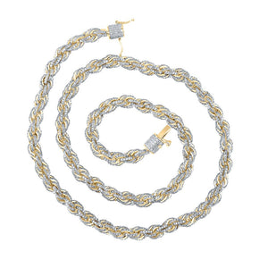 Men's Necklaces | 10kt Yellow Gold Mens Round Diamond 20-inch Rope Chain Necklace 14-3/4 Cttw | Splendid Jewellery GND