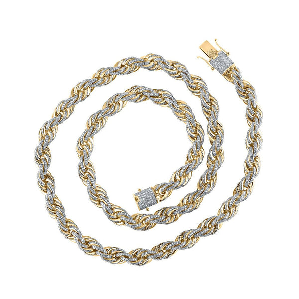 Shop 10kt Yellow Gold Mens Round Diamond 20-inch Rope Chain