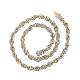 10kt Yellow Gold Mens Round Diamond 20-inch Rope Chain Necklace - A Stunning Statement of Masculine Elegance Top view from the 10Kt Yellow Gold Mens Round Diamond 20 Inch Rope Chain Necklace 16 1 5 Cttwpin211222 collection by Splendid Jewellery