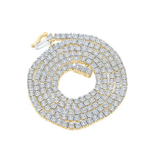 Load image into Gallery viewer, 10kt Yellow Gold Men's Round Diamond Single Row Chain Necklace - 1-1/4 Cttw product  Top View from Splendid Jewellery