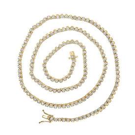 10kt Yellow Gold Men's Round Diamond 20-inch Single Row Tennis Chain Necklace - 5 Cttw | Splendid Jewellery Top view from the 10Kt Yellow Gold Mens Round Diamond 20 Inch Single Row Tennis Chain Necklace 5 Cttwpin218896 collection by Splendid Jewellery