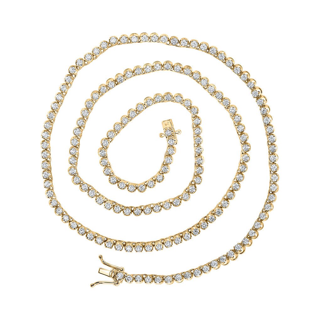 Men's Necklaces | 10kt Yellow Gold Mens Round Diamond 20-inch Single Row Tennis Chain Necklace 5 Cttw | Splendid Jewellery GND