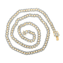 Load image into Gallery viewer, 10kt Yellow Gold Men's Cuban Link Chain Necklace with Round Diamond Accents - 3-7/8 Cttw Top view from the 10Kt Yellow Gold Mens Round Diamond Cuban Link Chain Necklace 3 7 8 Cttwpin214163 collection by Splendid Jewellery