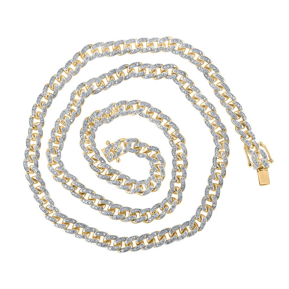 Men's Necklaces | 10kt Yellow Gold Mens Round Diamond 22-inch Cuban Link Chain Necklace 3-7/8 Cttw | Splendid Jewellery GND