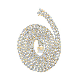 10kt Yellow Gold Men's Round Diamond Cuban Link Chain Necklace - 5-3/8 Cttw Top view from the 10Kt Yellow Gold Mens Round Diamond 22 Inch Cuban Link Chain Necklace 5 3 8 Cttwpin286507 collection by Splendid Jewellery