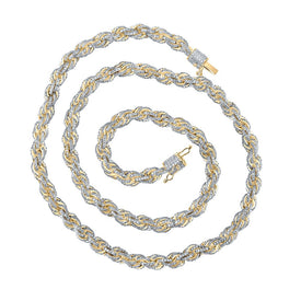 Dazzling 10kt Yellow Gold Men's Round Diamond Rope Chain Necklace - 16-3/4 Cttw Top view from the 10Kt Yellow Gold Mens Round Diamond 22 Inch Rope Chain Necklace 16 3 4 Cttwpin211209 collection by Splendid Jewellery