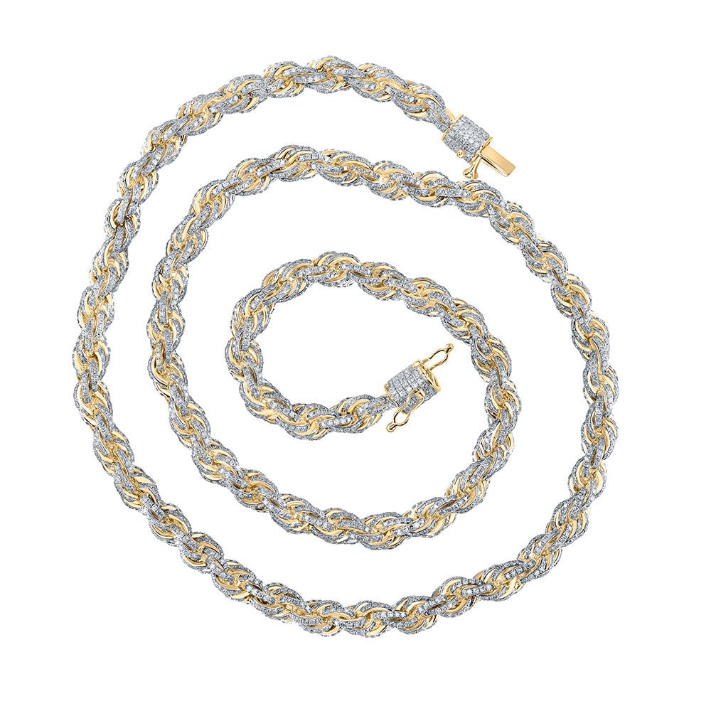 Men's Necklaces | 10kt Yellow Gold Mens Round Diamond 22-inch Rope Chain Necklace 16-3/4 Cttw | Splendid Jewellery GND