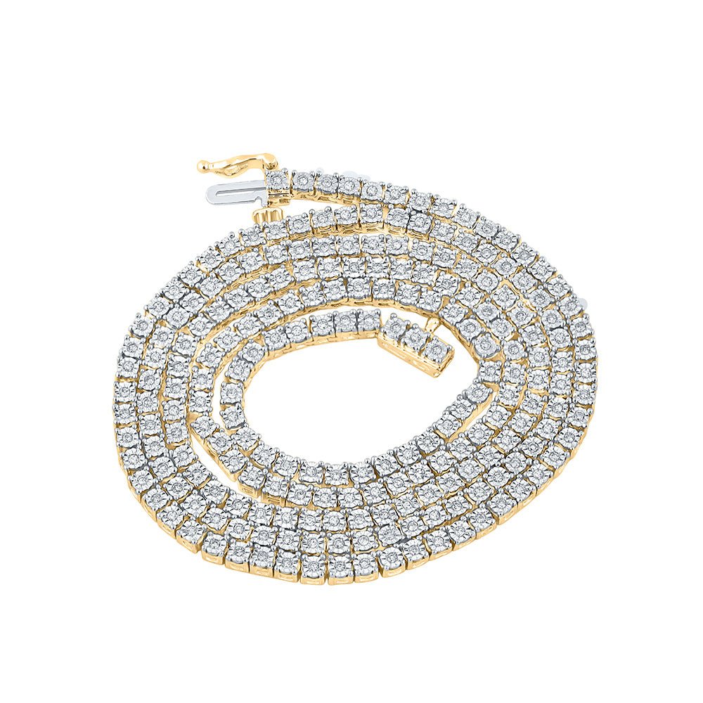 Men's Necklaces | 10kt Yellow Gold Mens Round Diamond 24-inch Chain Necklace 1-1/2 Cttw | Splendid Jewellery GND