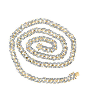 Men's Necklaces | 10kt Yellow Gold Mens Round Diamond 24-inch Cuban Link Chain Necklace 4-3/4 Cttw | Splendid Jewellery GND