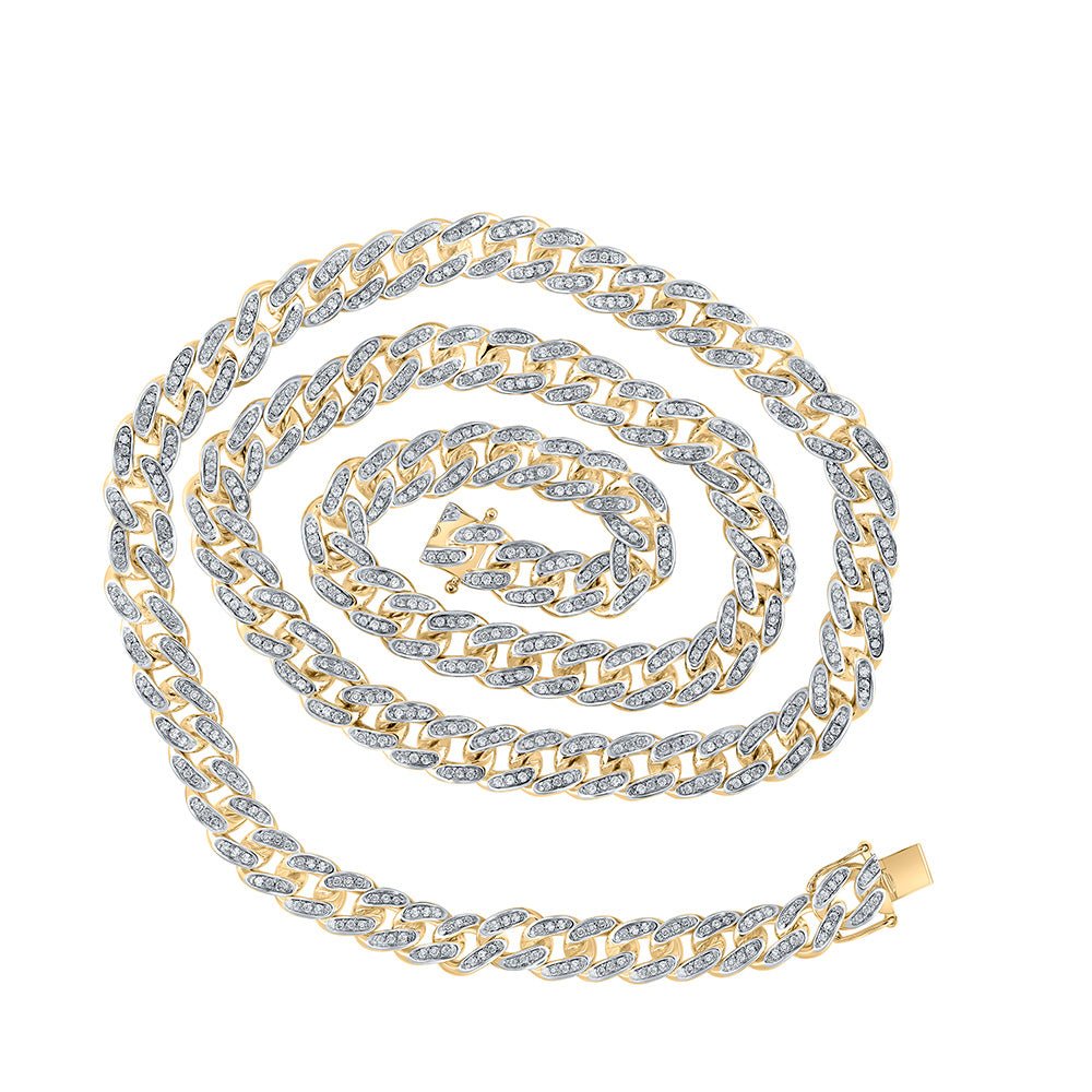 Men's Necklaces | 10kt Yellow Gold Mens Round Diamond 24-inch Cuban Link Chain Necklace 4-3/4 Cttw | Splendid Jewellery GND