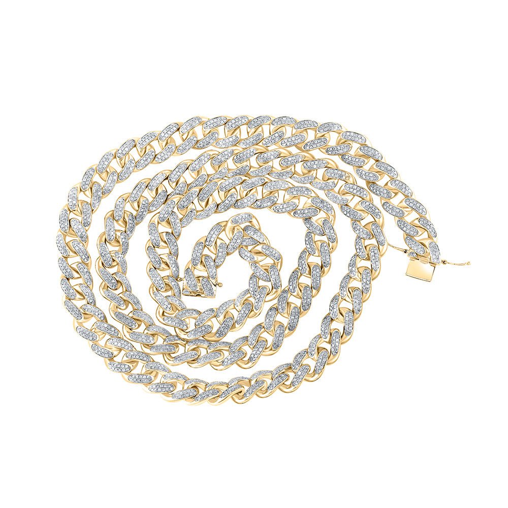 Men's Necklaces | 10kt Yellow Gold Mens Round Diamond 24-inch Curb Link Chain Necklace 11-1/2 Cttw | Splendid Jewellery GND