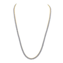 Load image into Gallery viewer, Elegant 10kt Yellow Gold Men&#39;s Round Diamond Square Link Chain Necklace - 12 Cttw product  Top View from Splendid Jewellery